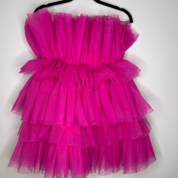 NWT Altar’d State Daria Tulle Mini Dress in Hot Pink. Size Small - Picture 3 of 7